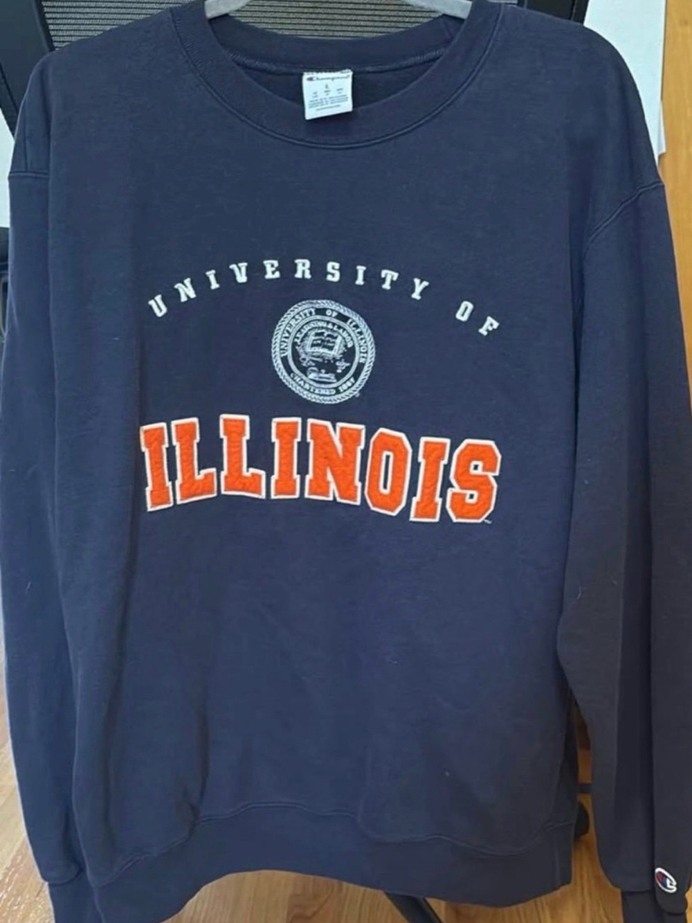 University of Illinois Embroidered Navy Crewneck Sweatshirt